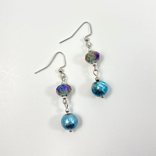 VE24-18 Silver/Blue Dangle Earrings