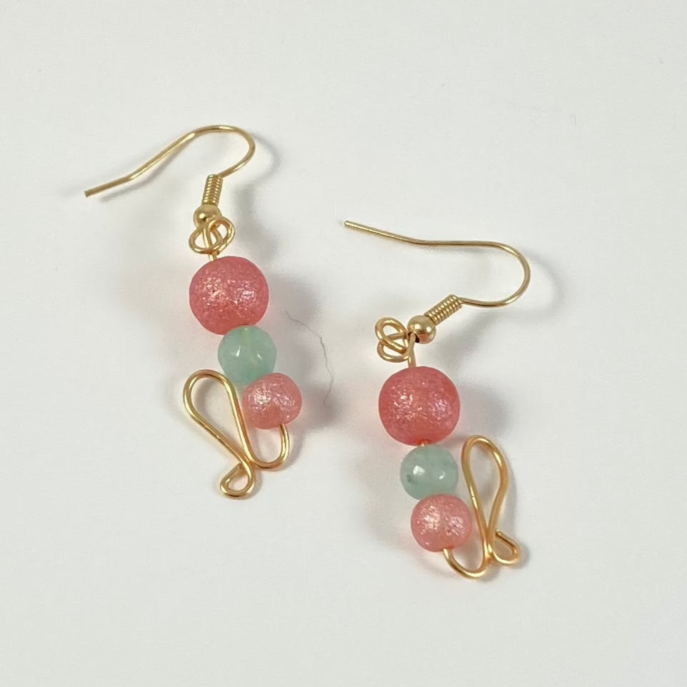 22S - Pink & Blue Frosted Necklace and Earring Set