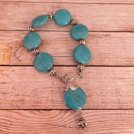 25B-14 - Turquoise and Silver Bracelet