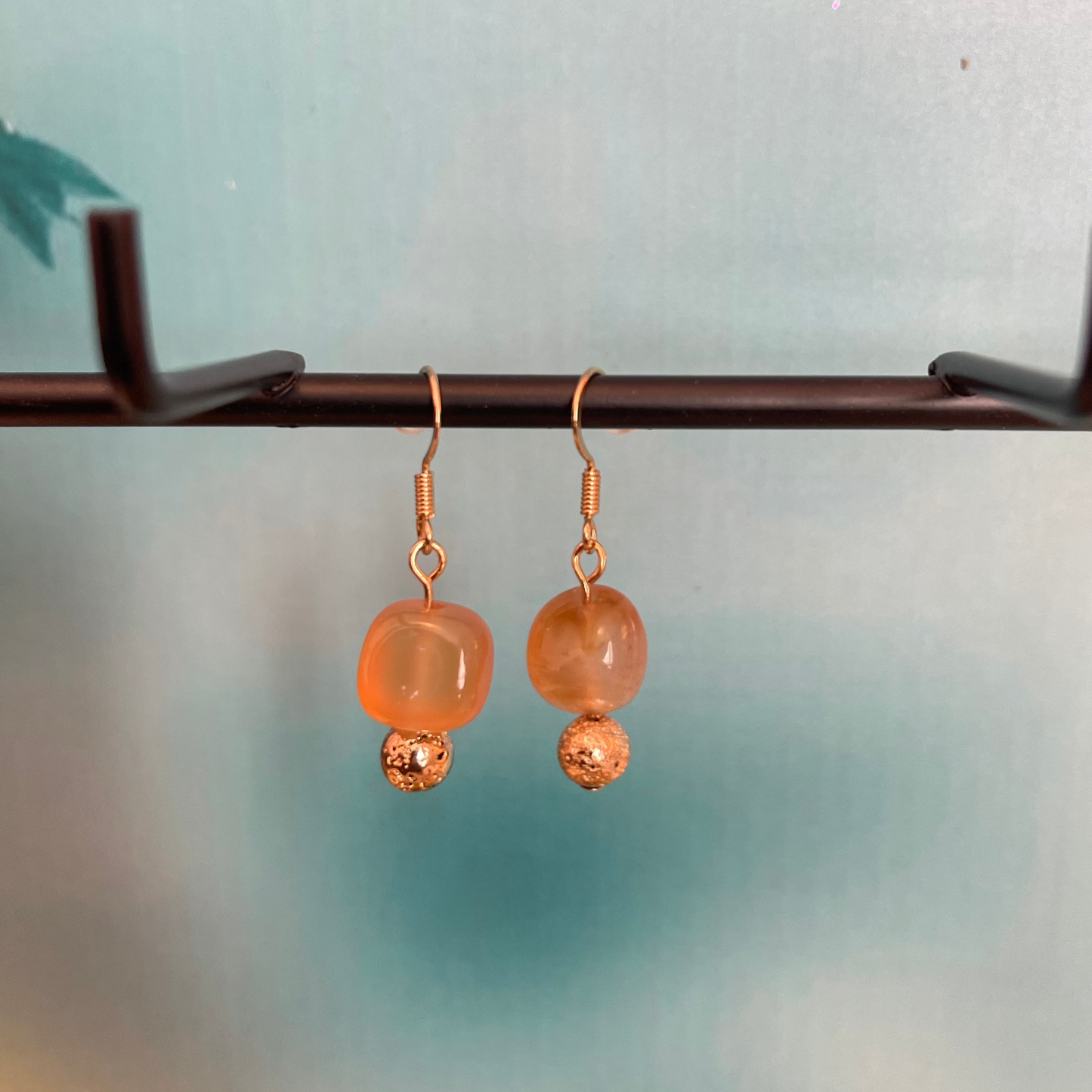 25E-11 - Gold and Amber Earrings