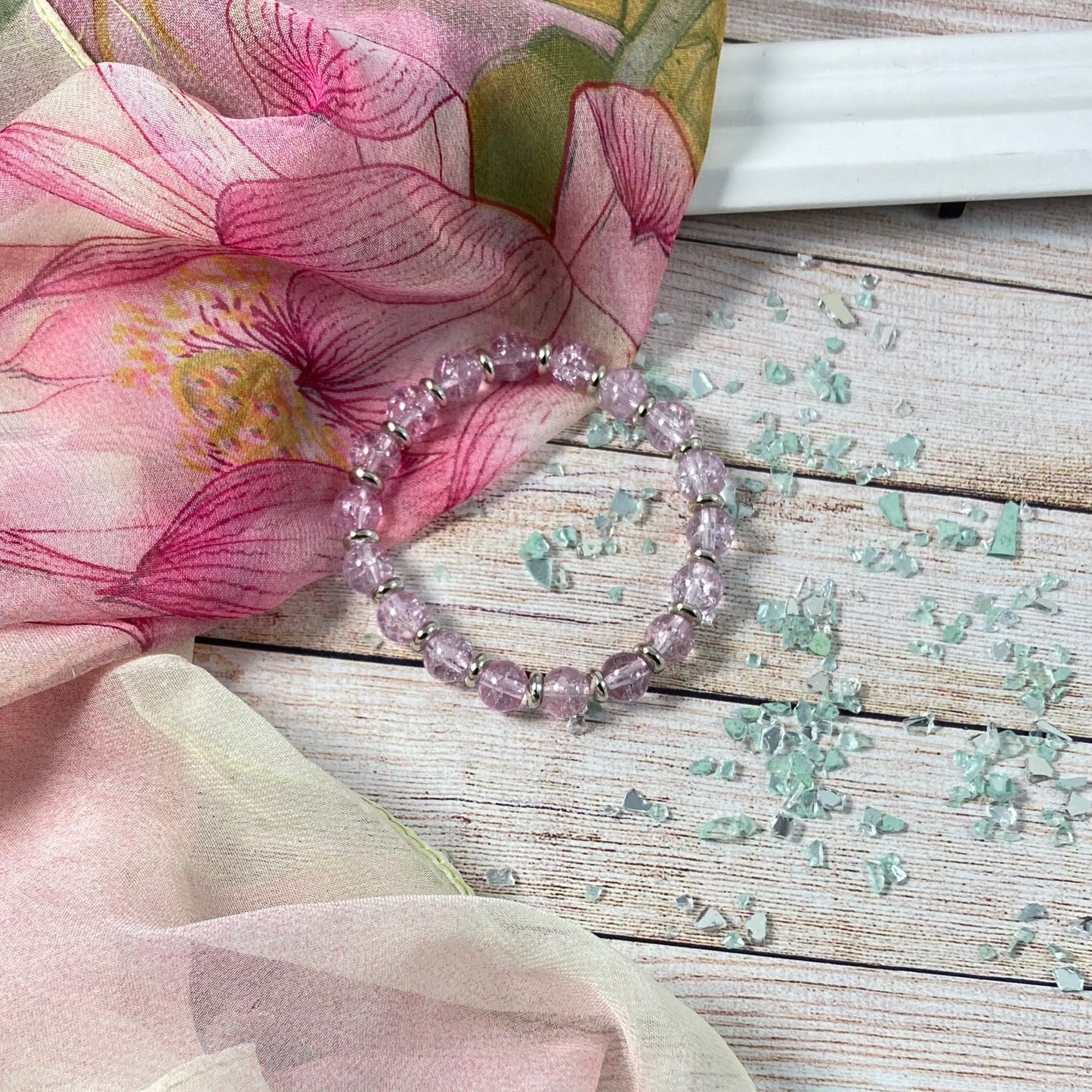 FMAM82 - Stretch Purple and Silver Bracelet