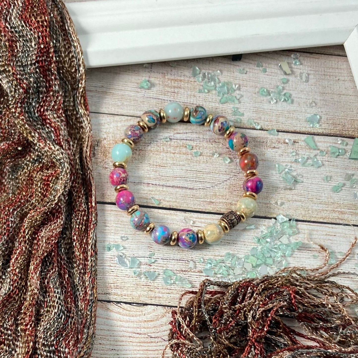 FMAM89 - Natural Gemstone Beaded Stretch Bracelet