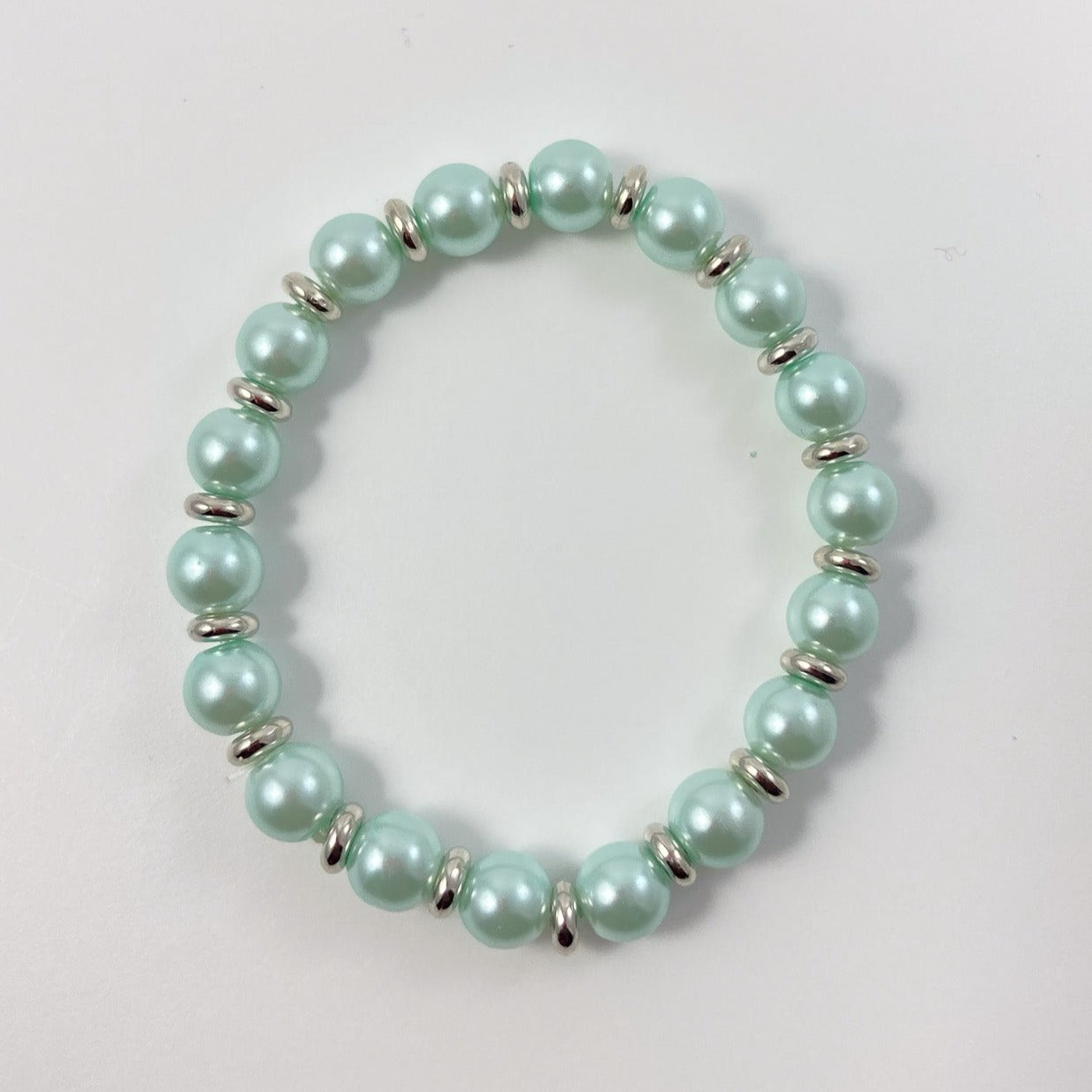 FMAM93 - Green & Silver Stretch Bracelet