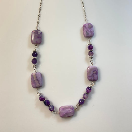 N24-F36C - Light & Dark Purple Silver Necklace