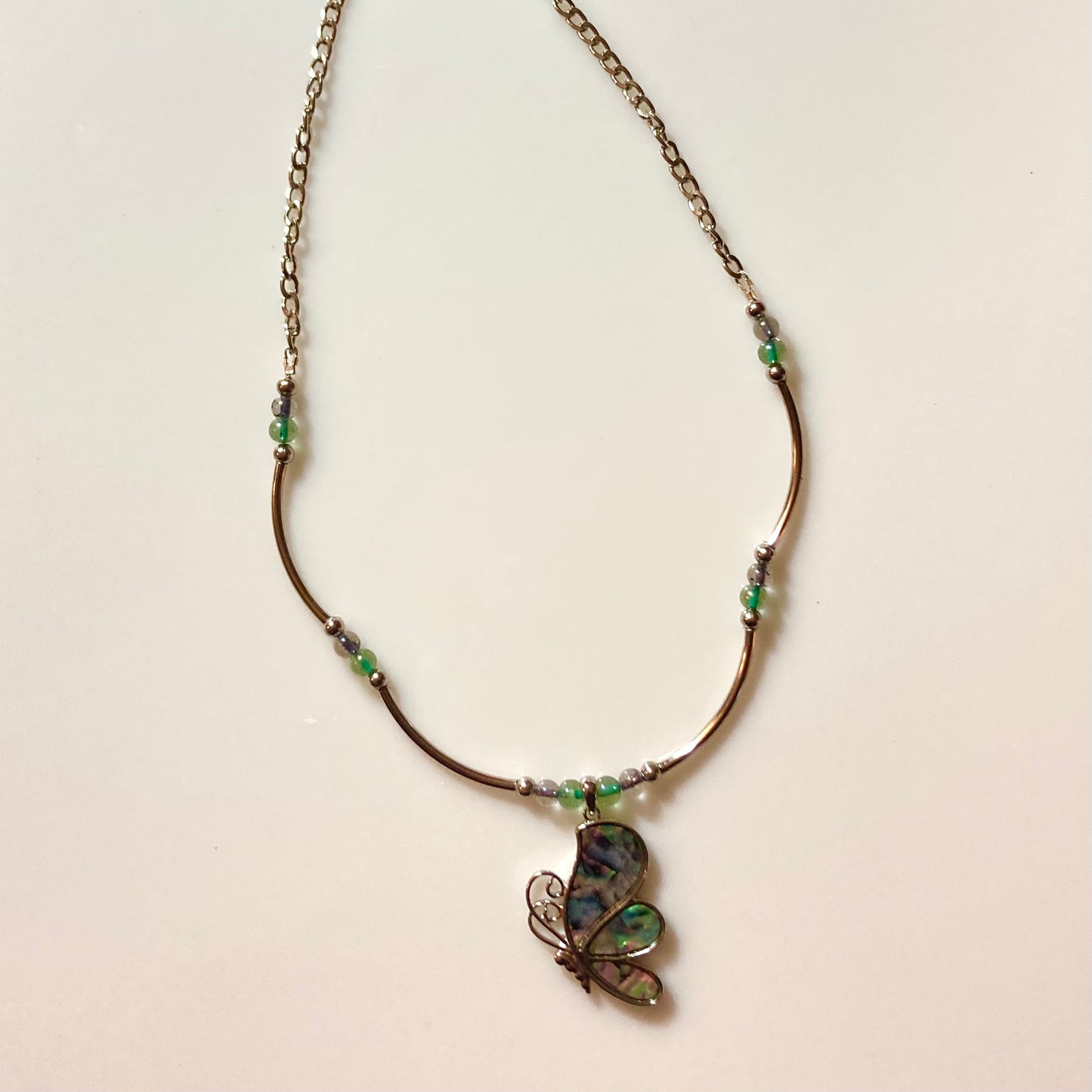 N24-F32 - Butterfly Multi-Color Glass Necklace