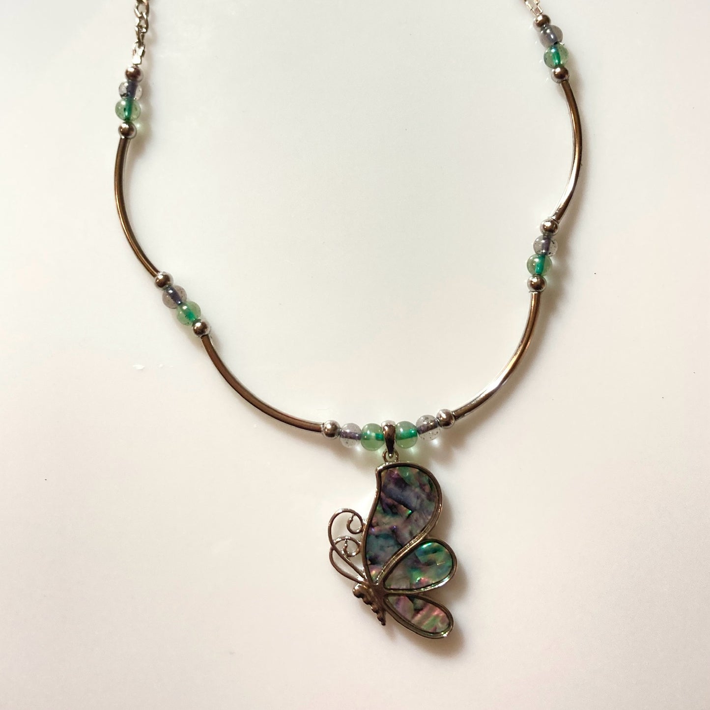 N24-F32 - Butterfly Multi-Color Glass Necklace