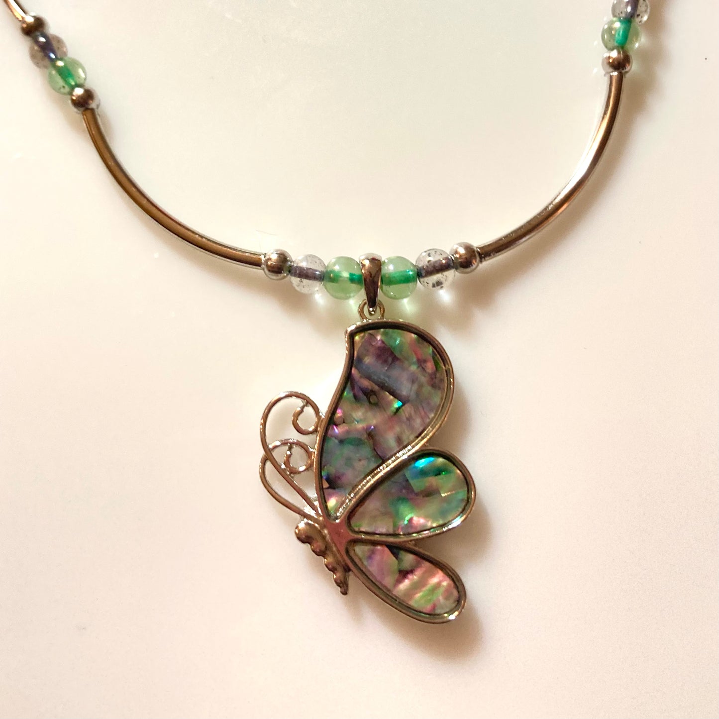 N24-F32 - Butterfly Multi-Color Glass Necklace