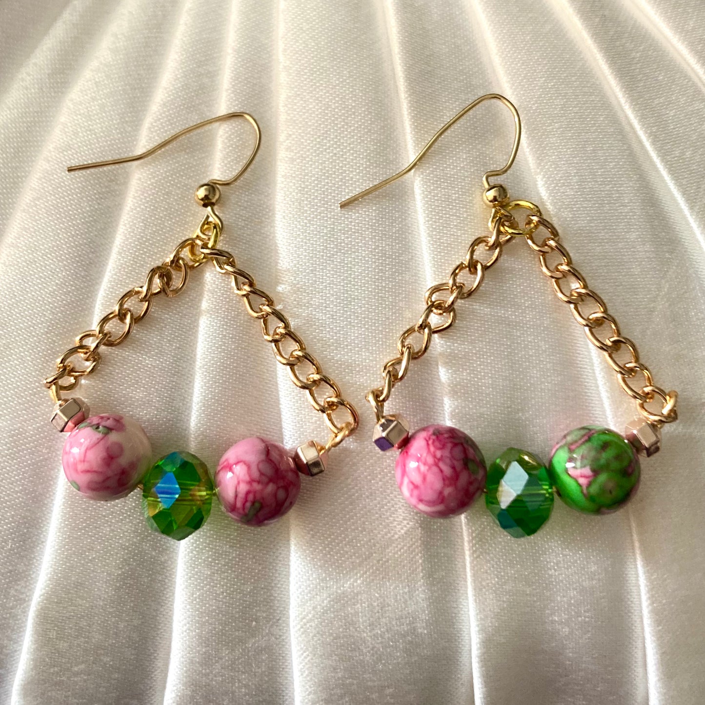 25E 09 Rain Flower Natural Gemstone Earrings