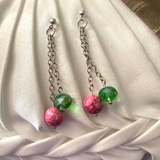 25E 10 Dangling Natural Gemstone Earrings