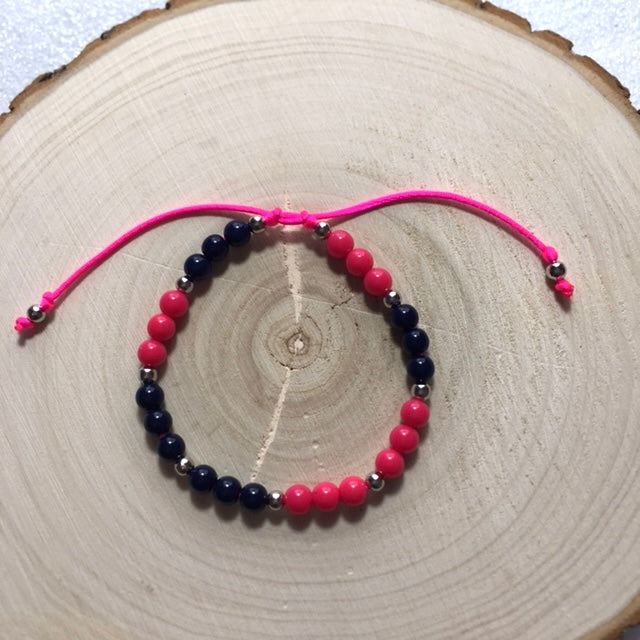 GB24-F04 - Pink & Deep Blue Sliding Knot Bracelet