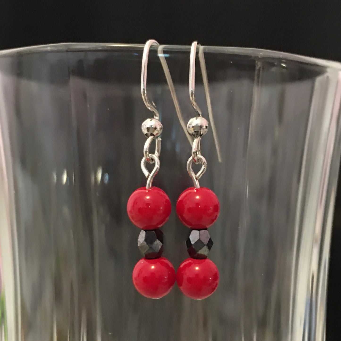 E24-F26 Red and Silver Earrings