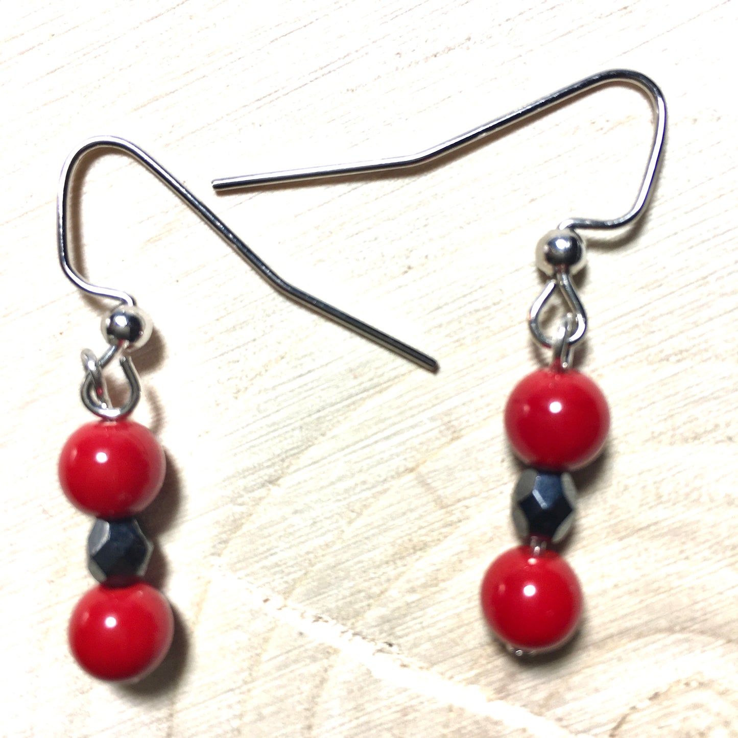 E24-F26 Red and Silver Earrings