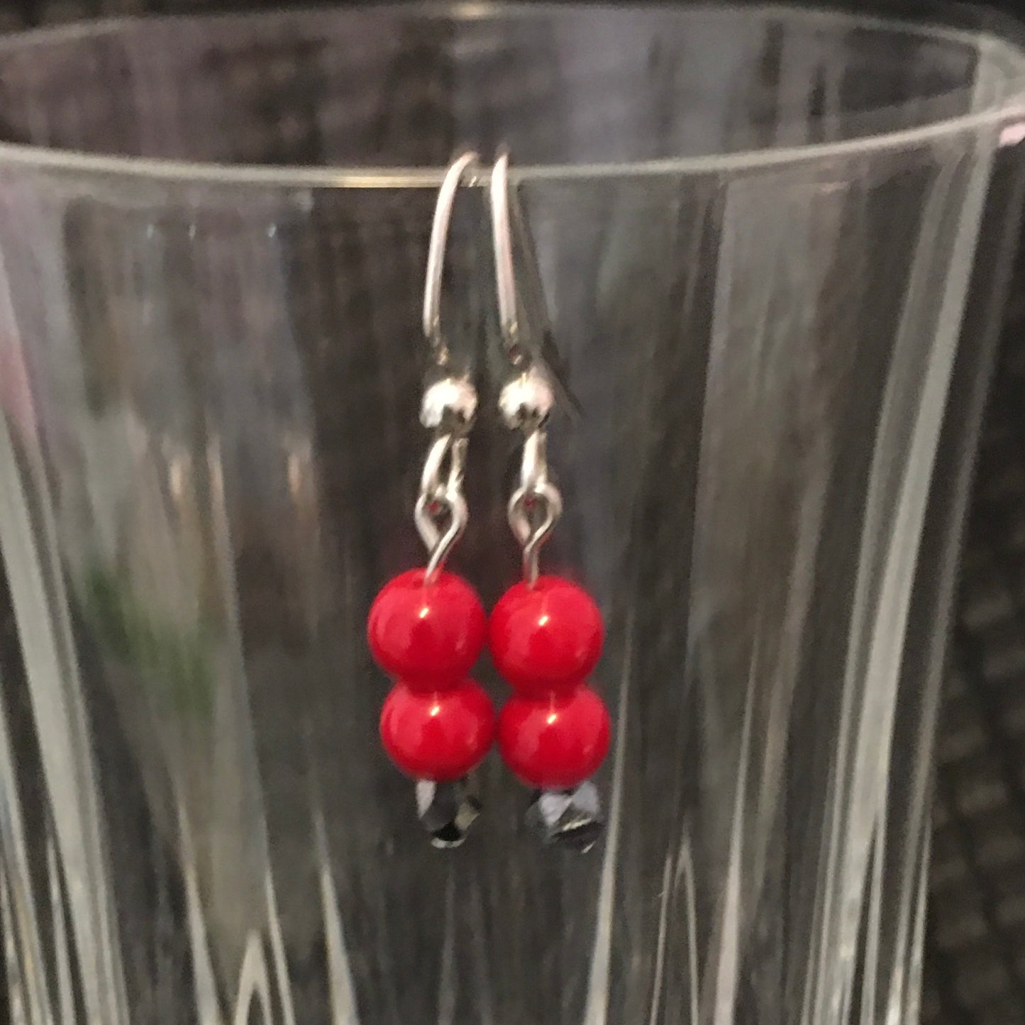 E24-F28 Red and Silver Earrings