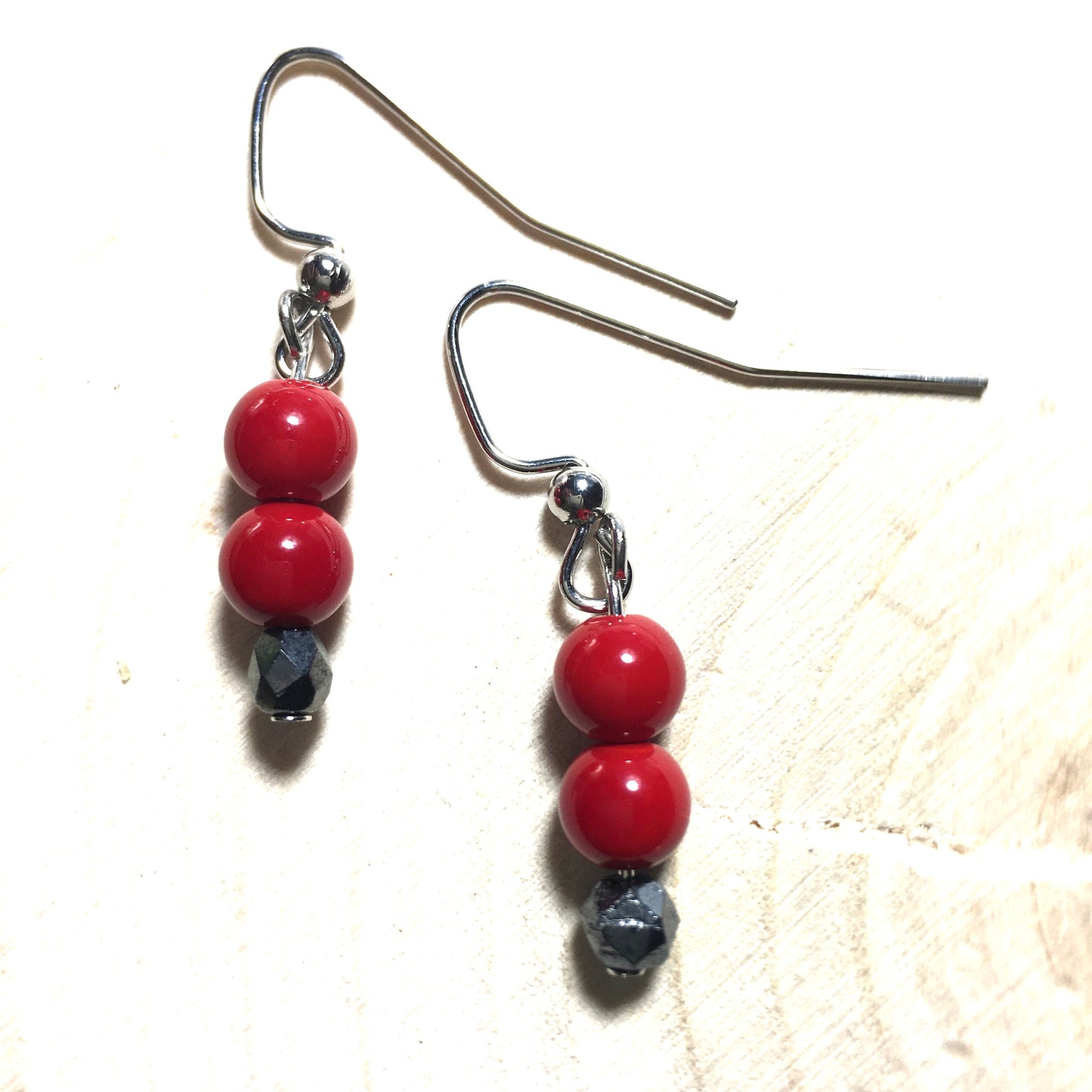 E24-F28 Red and Silver Earrings