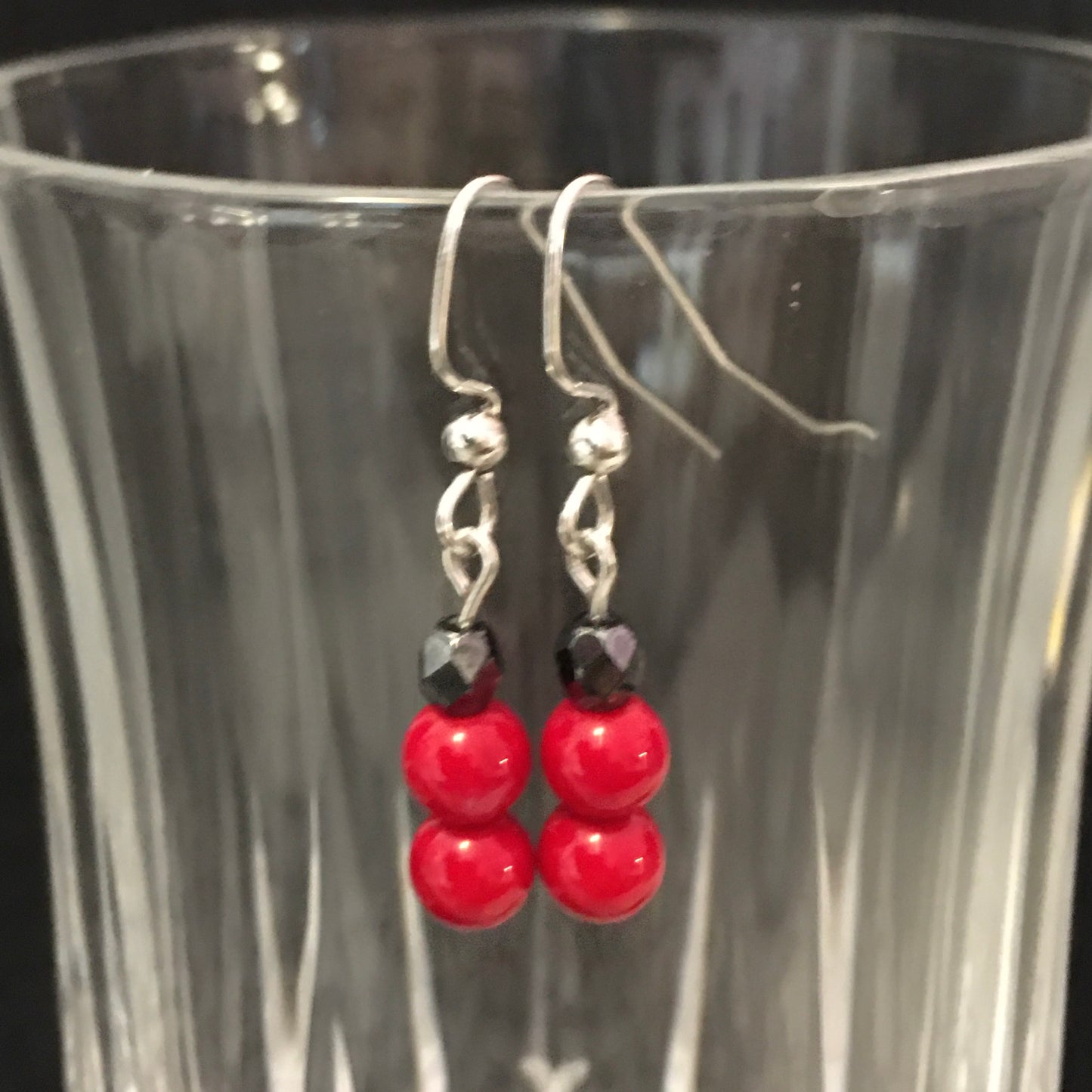 E24-F27 Red and Silver Earrings