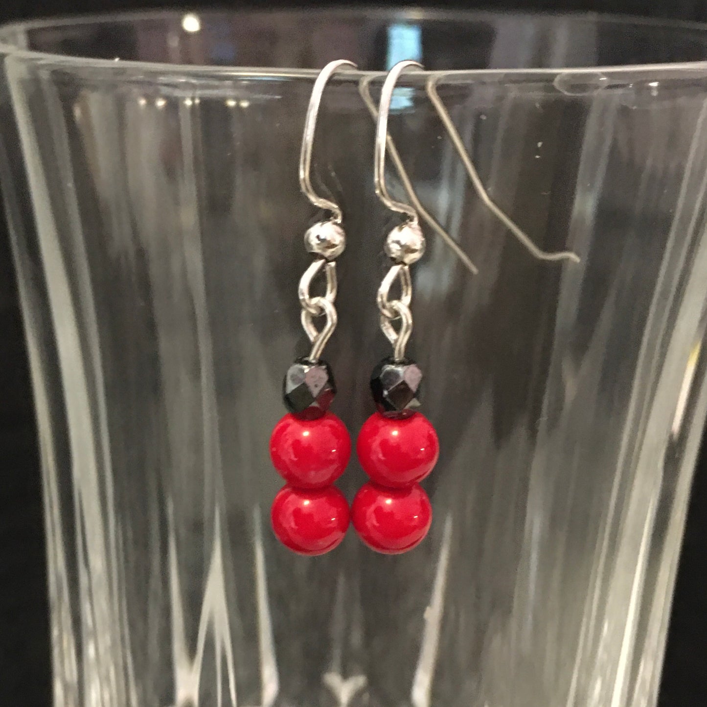 E24-F27 Red and Silver Earrings