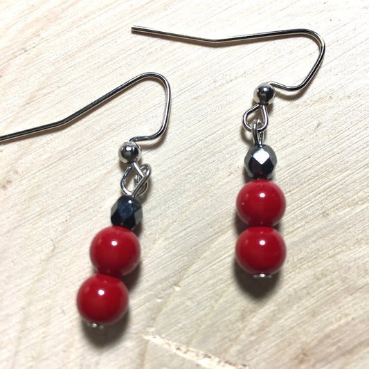 E24-F27 Red and Silver Earrings