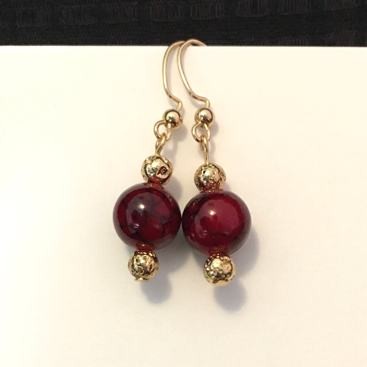 E24-F20 Red Quartz and Gold Earrings