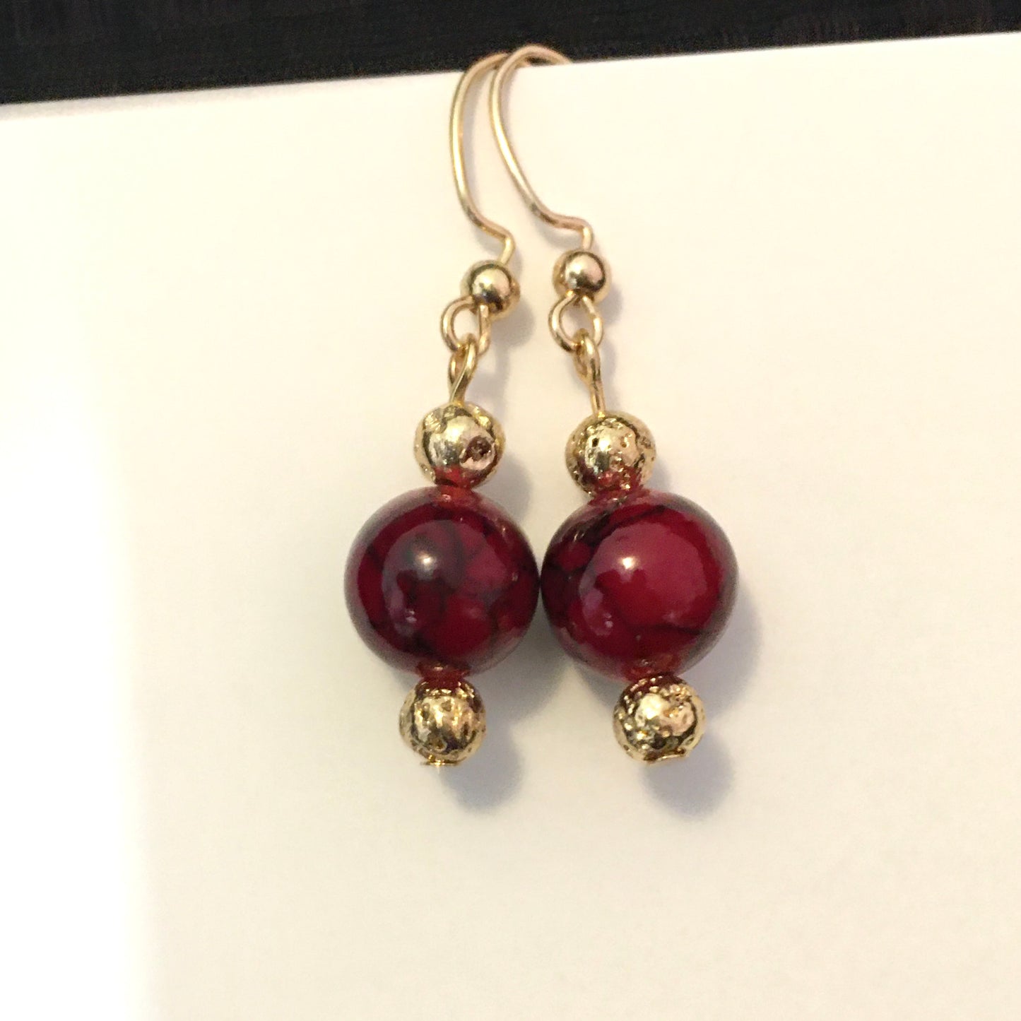 E24-F20 Red Quartz and Gold Earrings