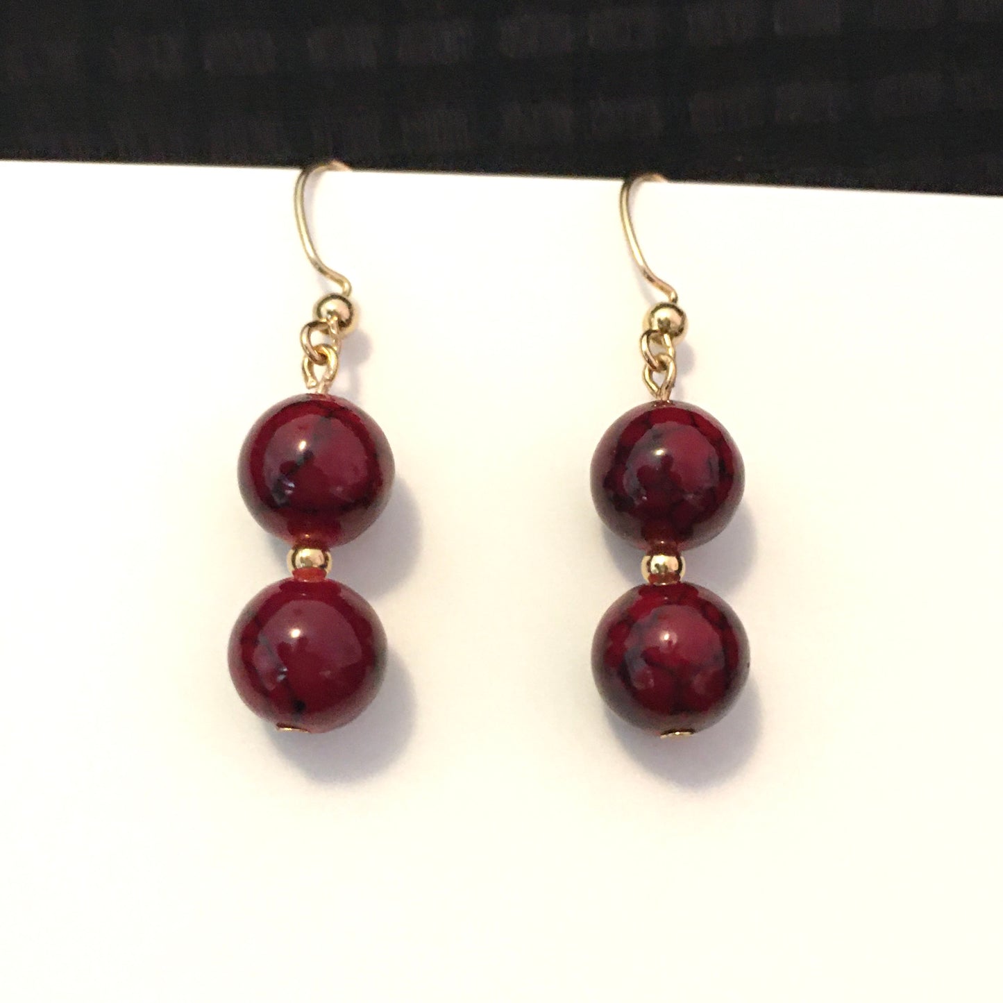 E24-F17 Red Quartz and Gold Earrings