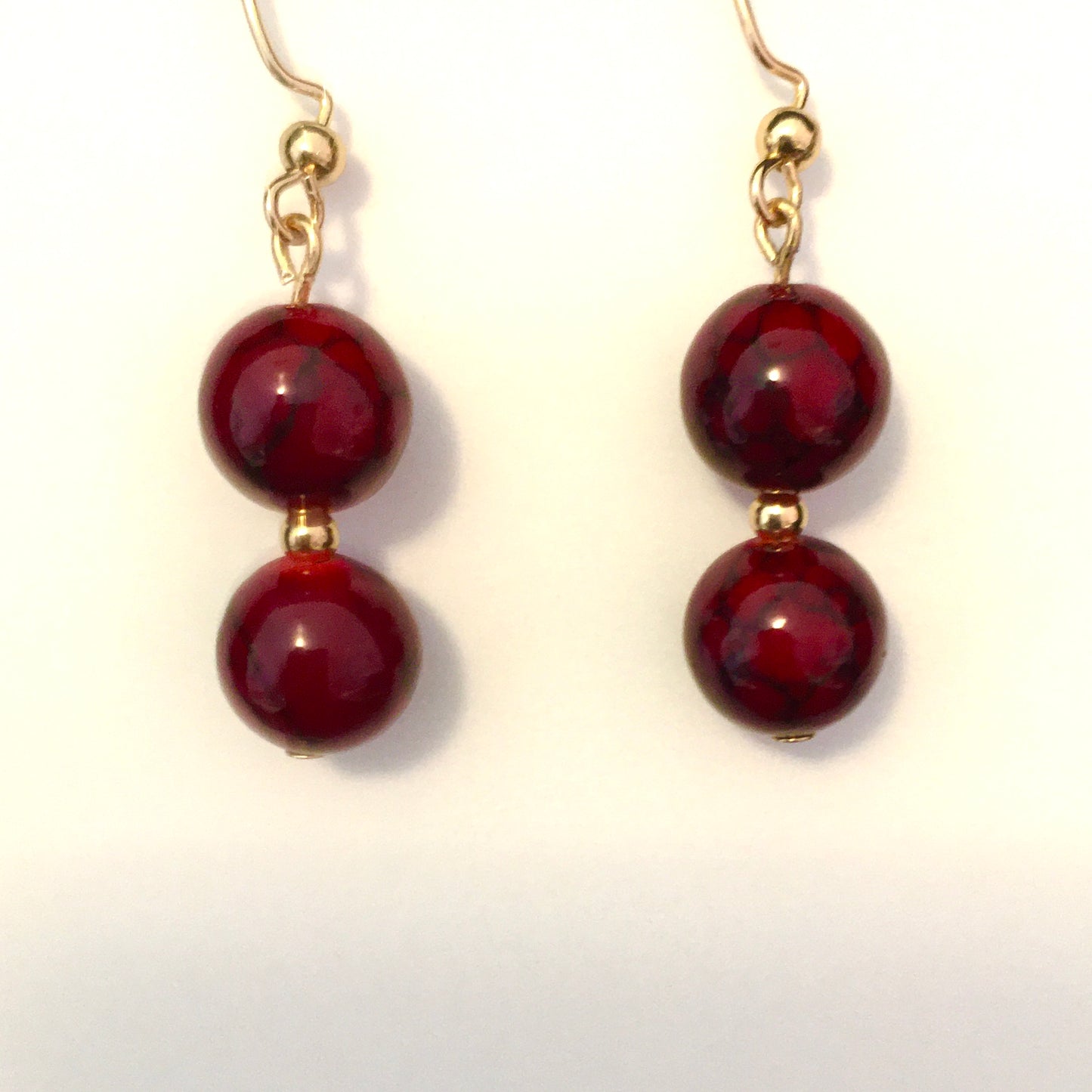 E24-F17 Red Quartz and Gold Earrings