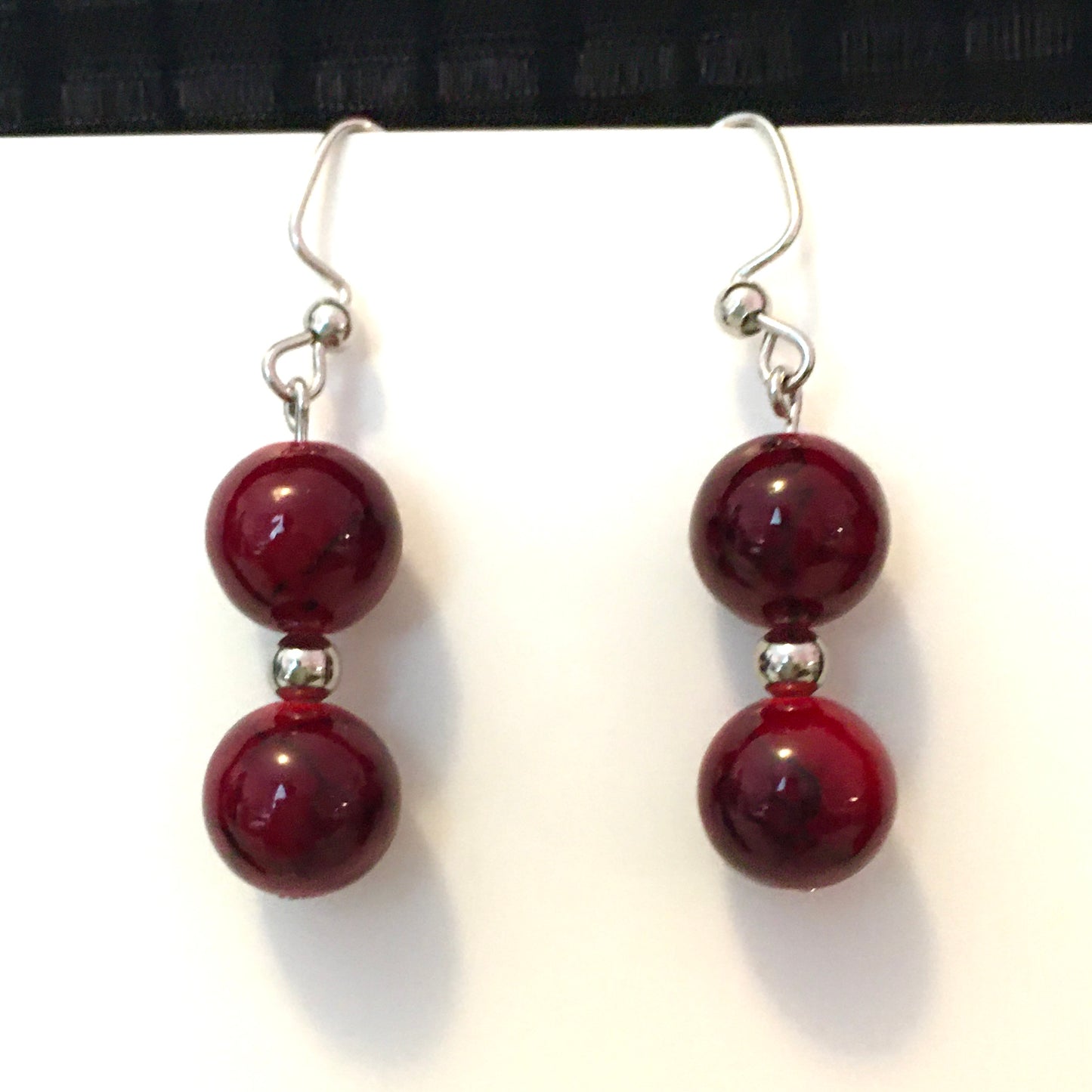 E24-F18 Red Quartz and Silver Earrings