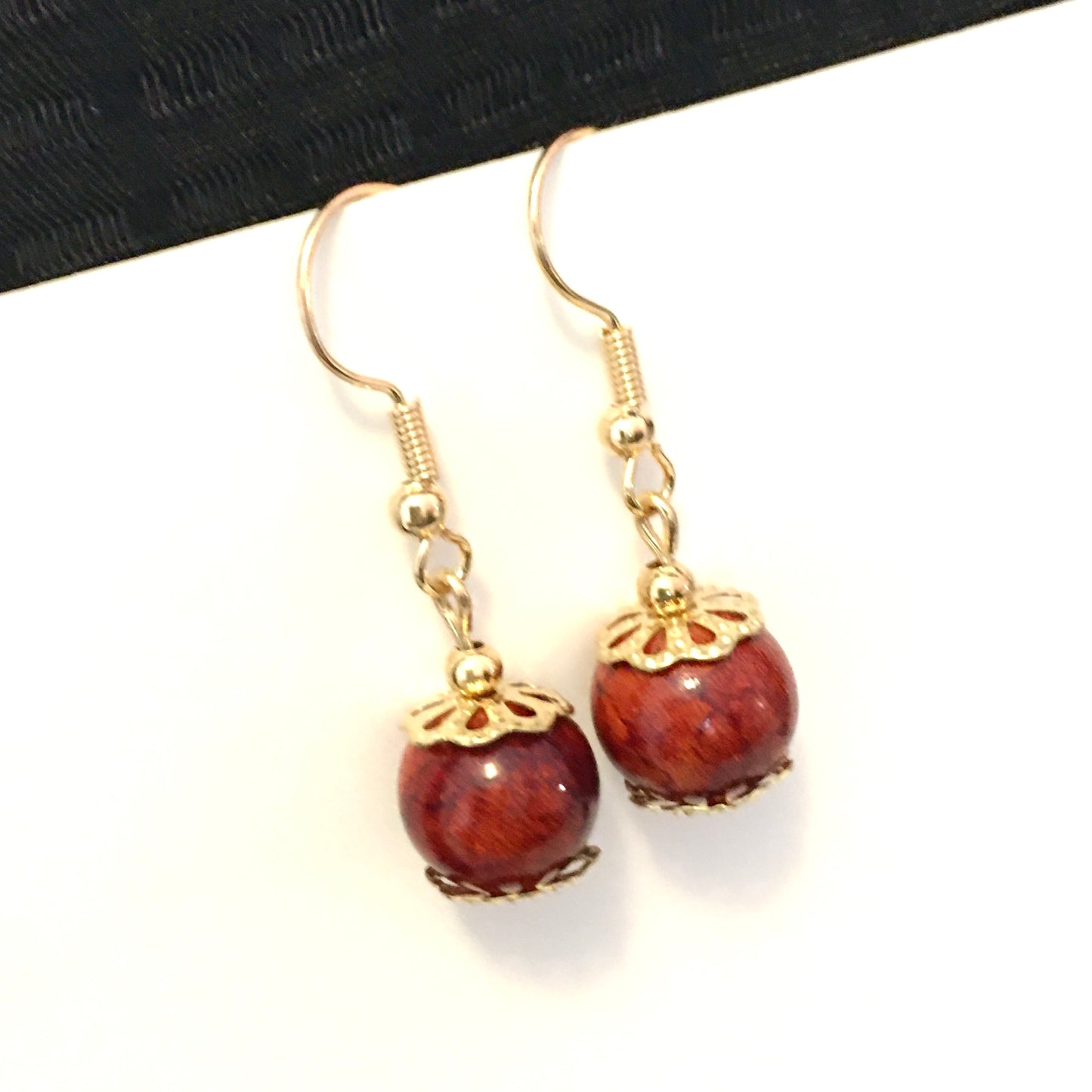 E24-F14 Ceramic Orange and Gold Earrings