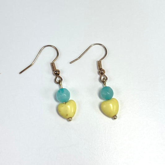16E - Yellow Heart Earrings