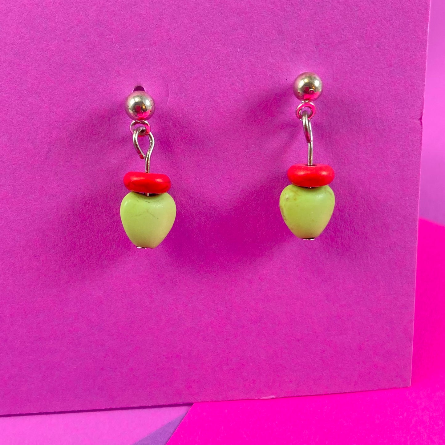 11E - Green Heart Earrings