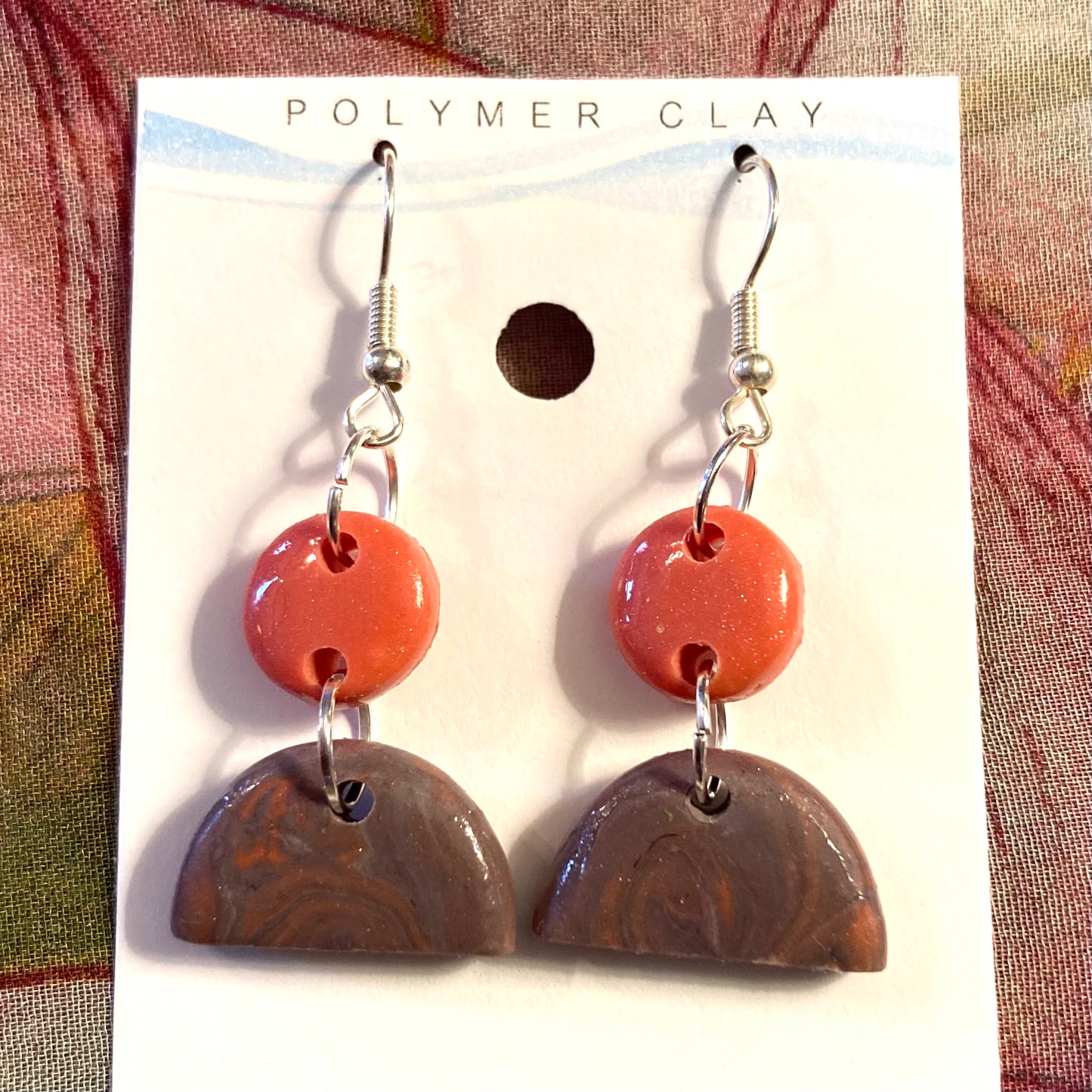 PLYCL-20 - 2-Tier Purple/Gray & Salmon Earrings