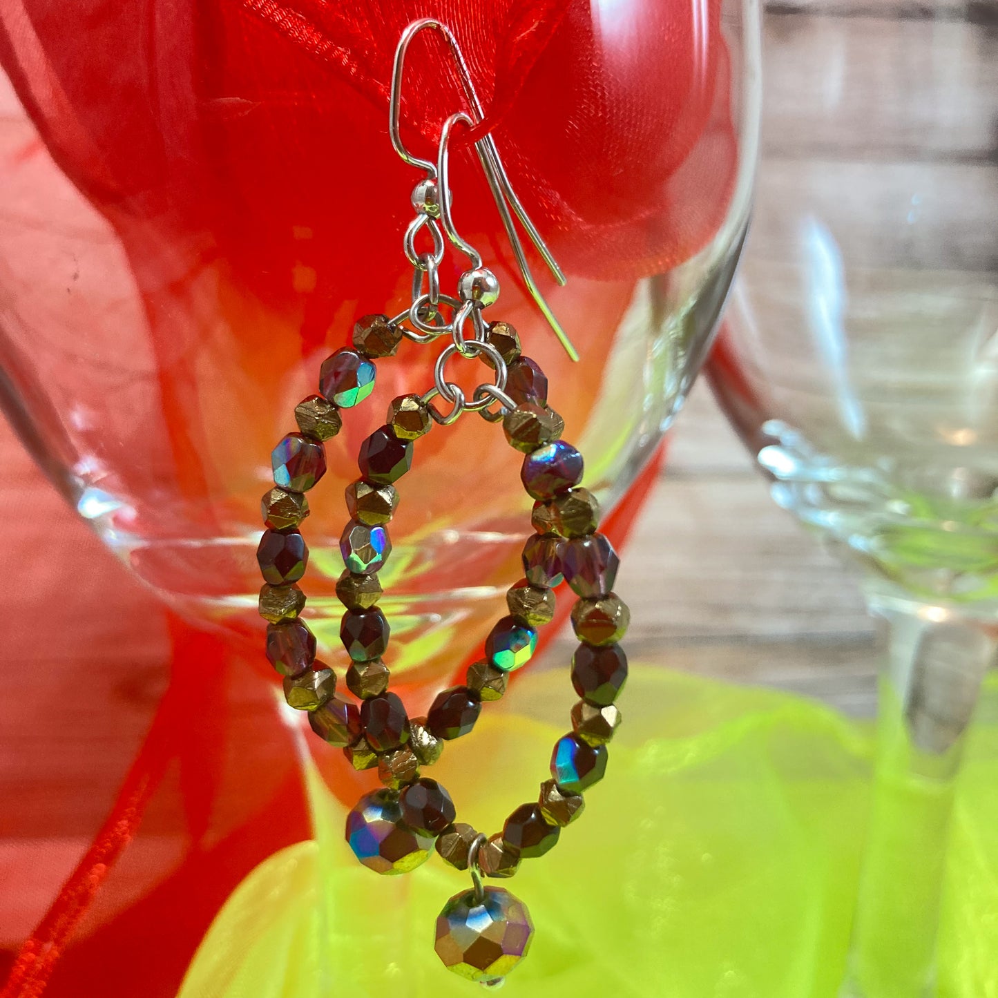 VE24-05 Czech Glass Bead Earrings with Dangle