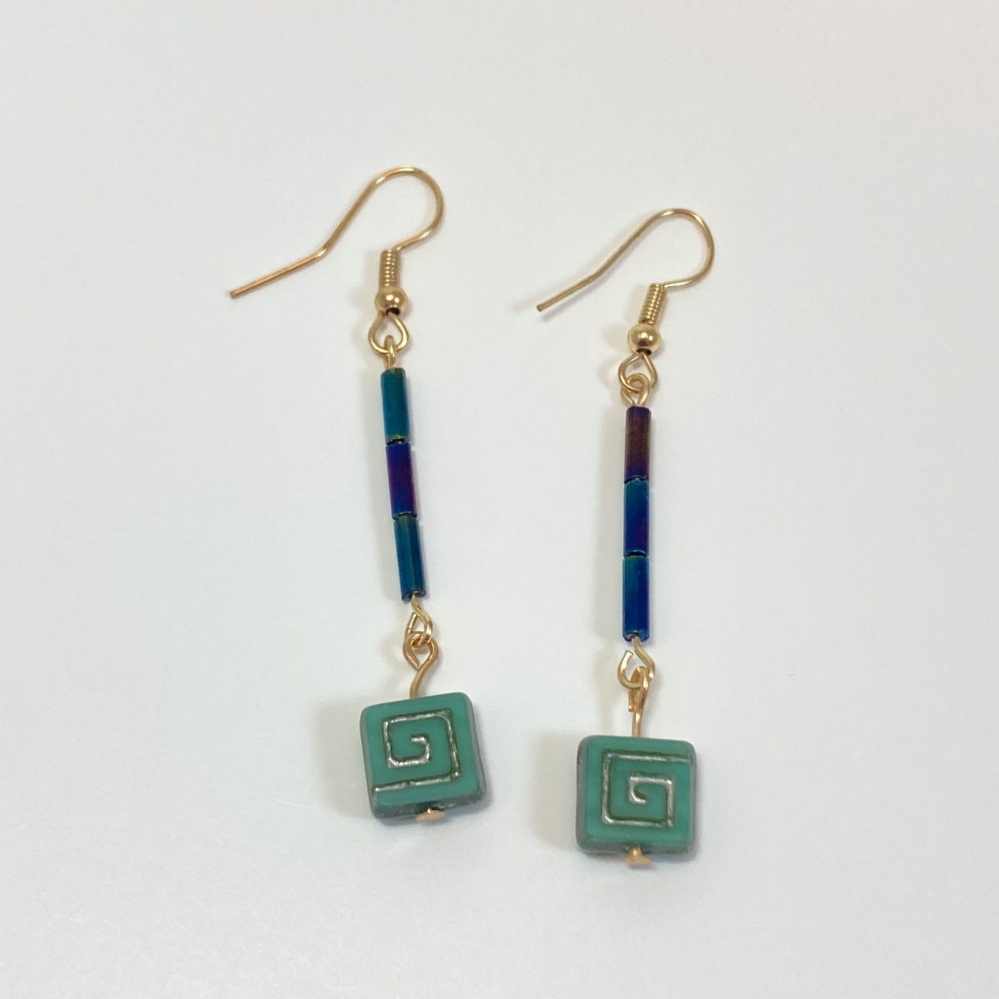 VE24-07 Czech Bohemian Bead Dangle Earrings