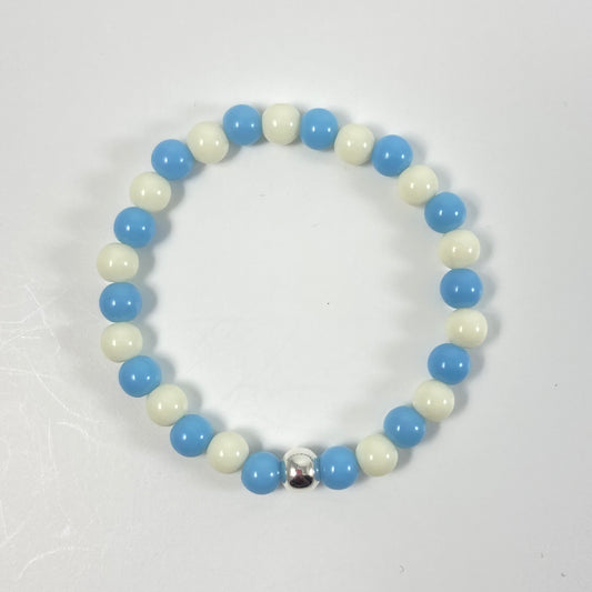 B24-GB3 - Blue & White Stretch Bracelet