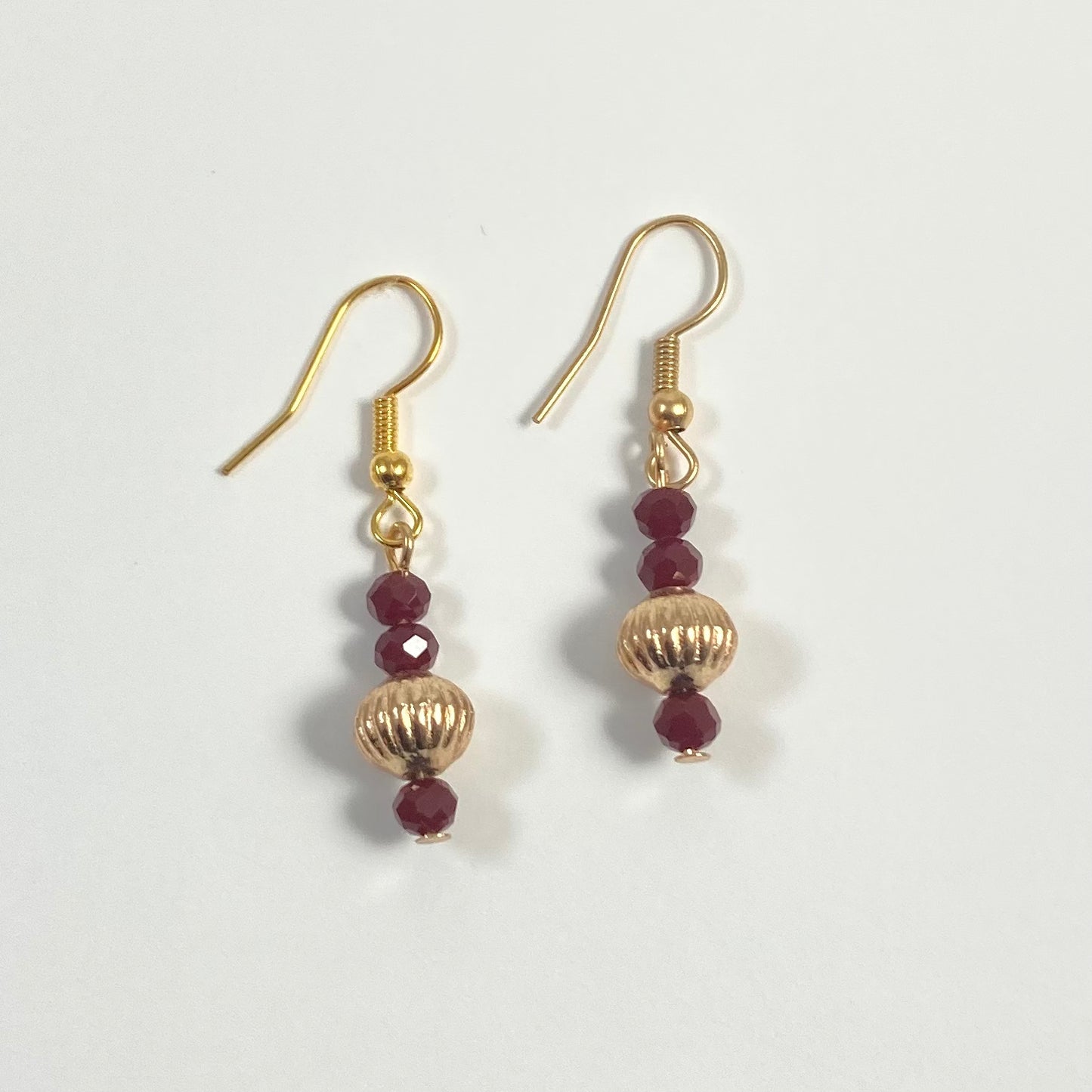 E24-S1 - Deep Red and Gold Earrings