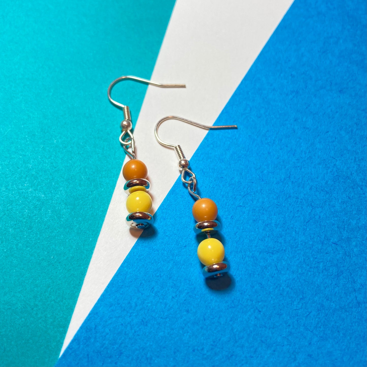 E24-D4 - Tan & Yellow Dangle Earrings