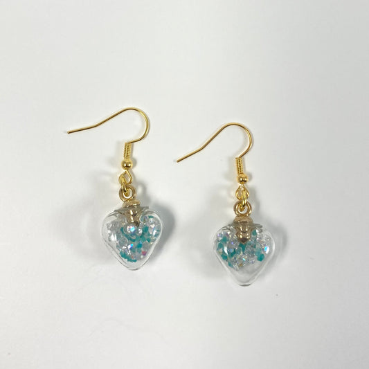 E24-FH3 - Glow in the Dark Blue Heart Earrings