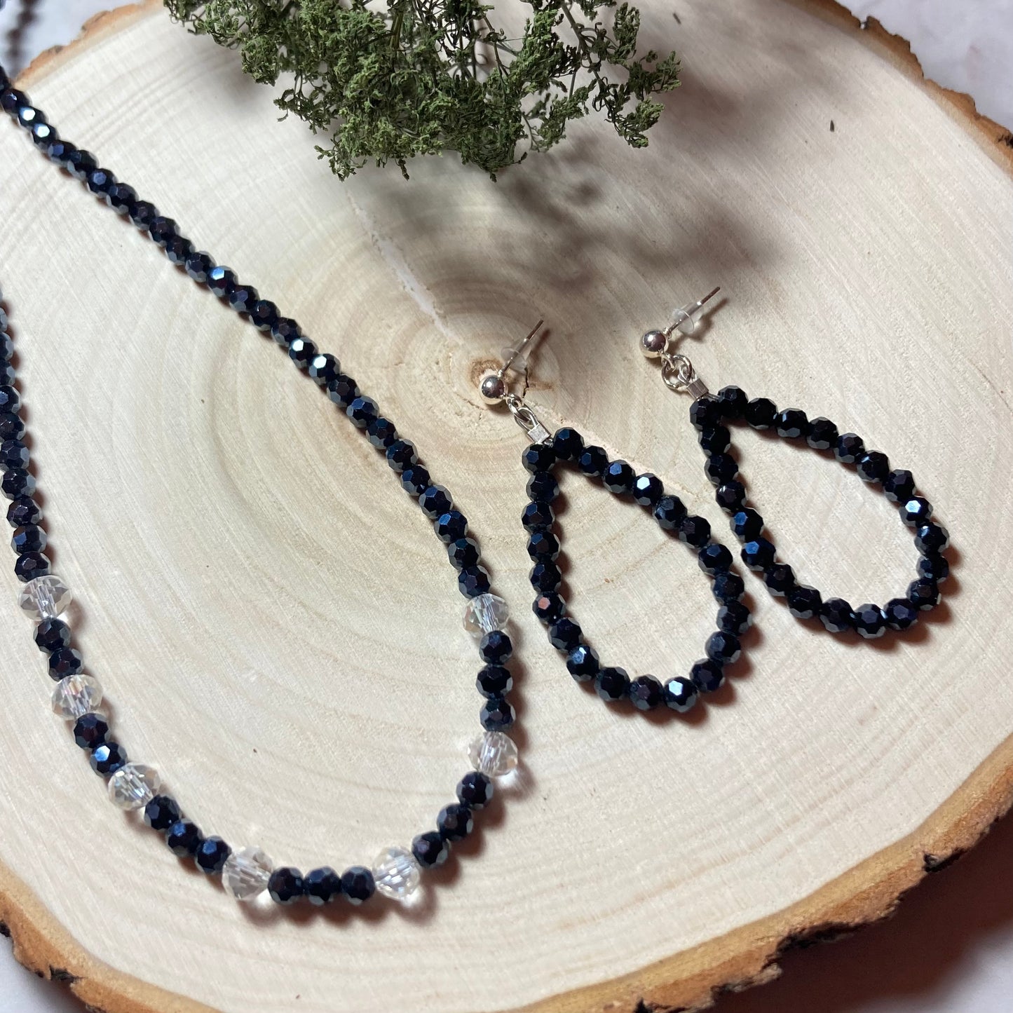 S24-PW2 - Deep Dark Blue Necklace & Earring Set