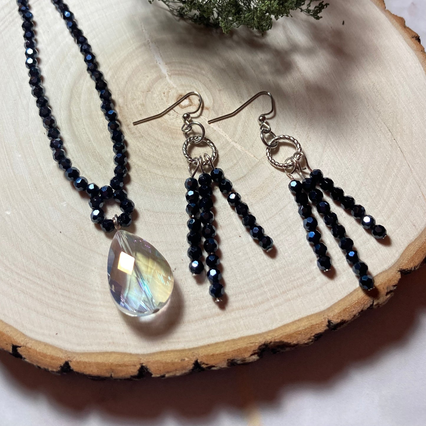 S24-PW3 - Deep Dark Blue Necklace & Earring Set