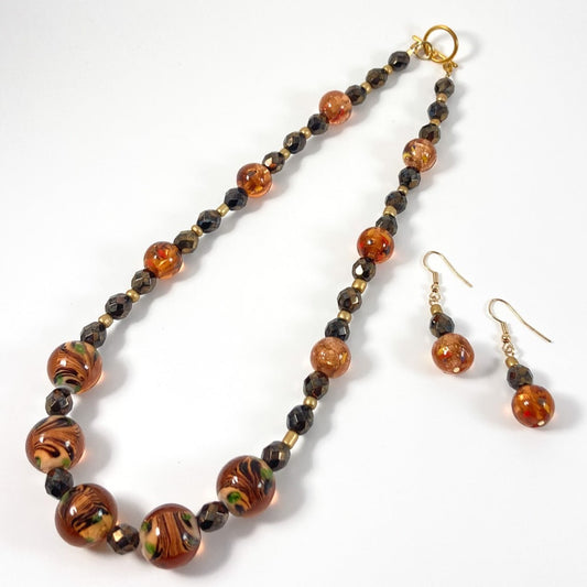 21S - Amberglass Necklace and Earring Set