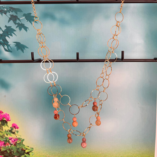 25N-12 - Gold Necklace with Pearl Dangles