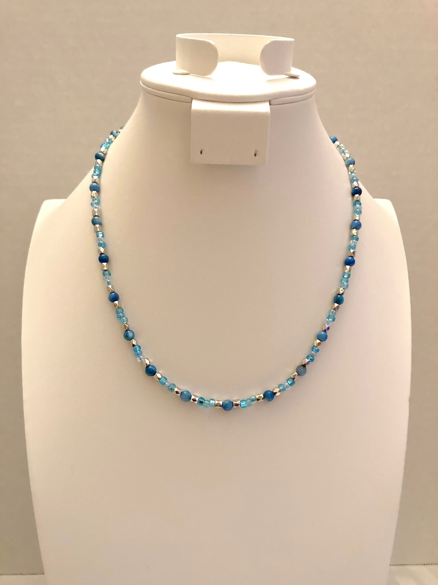 30S-2 Blue Metallic Bead Necklace