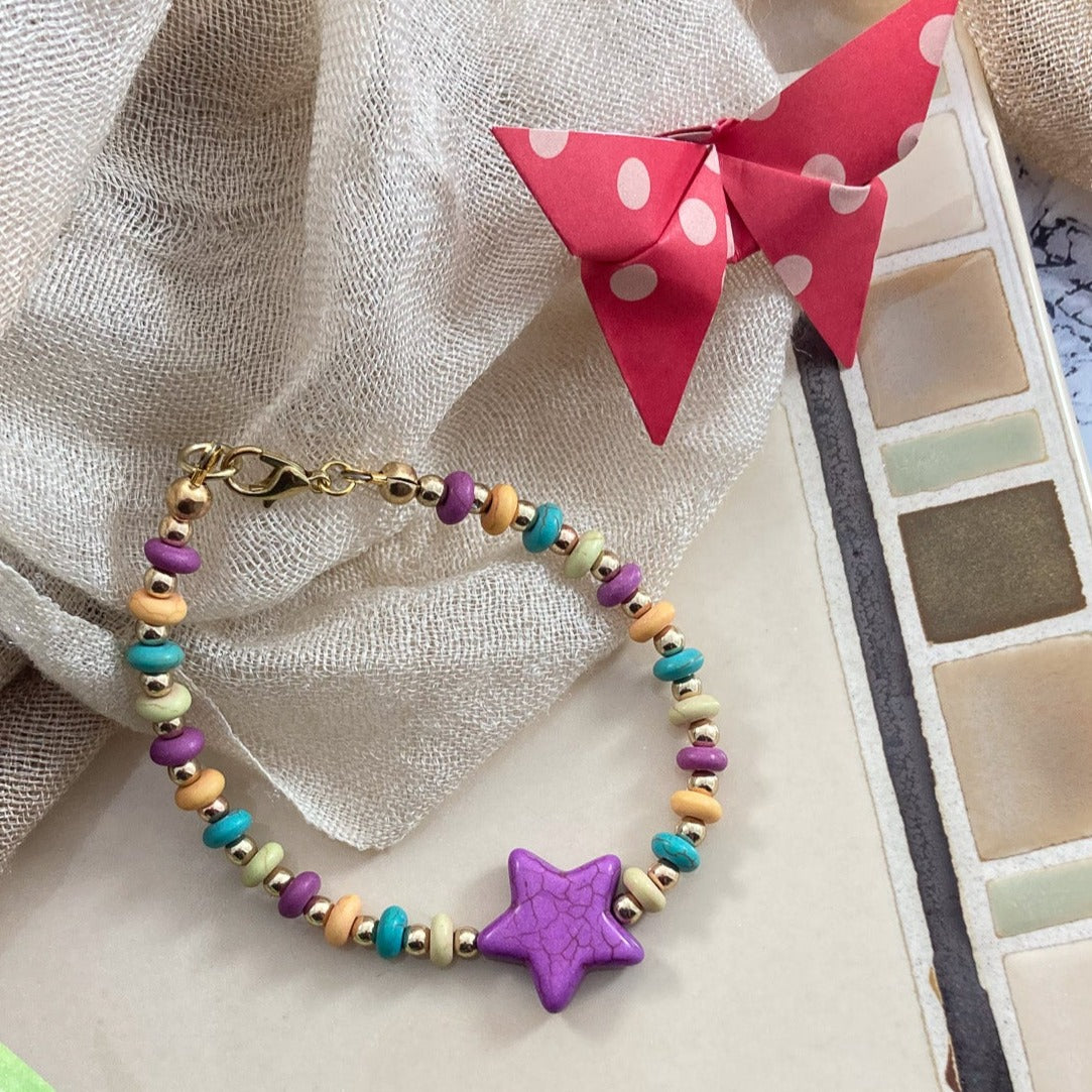 34B - Purple Turquoise Star Focal Bracelet