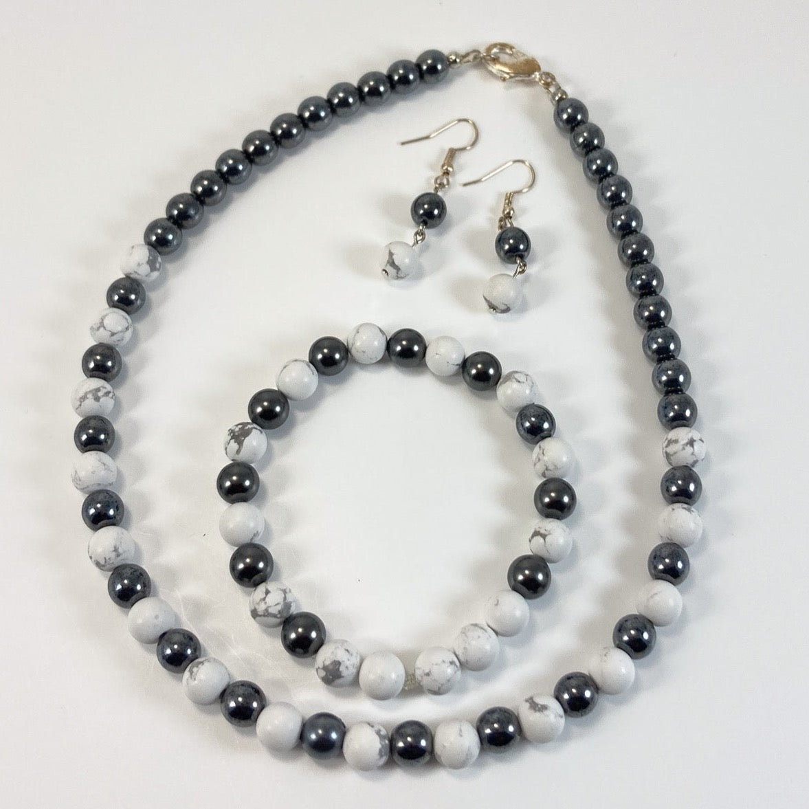 36S White & Black Pearl Bead Jewelry Set