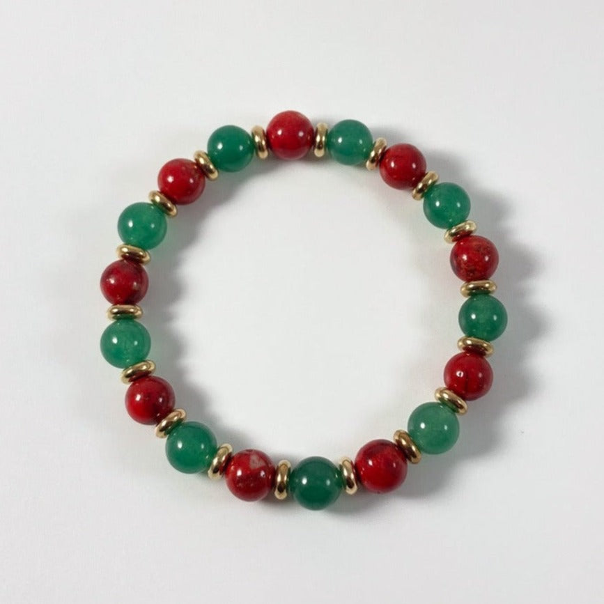 37B - Red & Green Stretch Bracelet