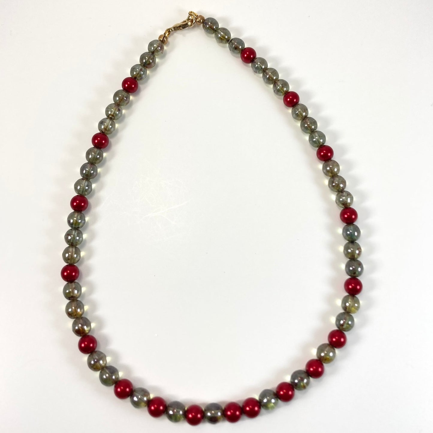 39S Red & Gold Bead Necklace and Earring Set