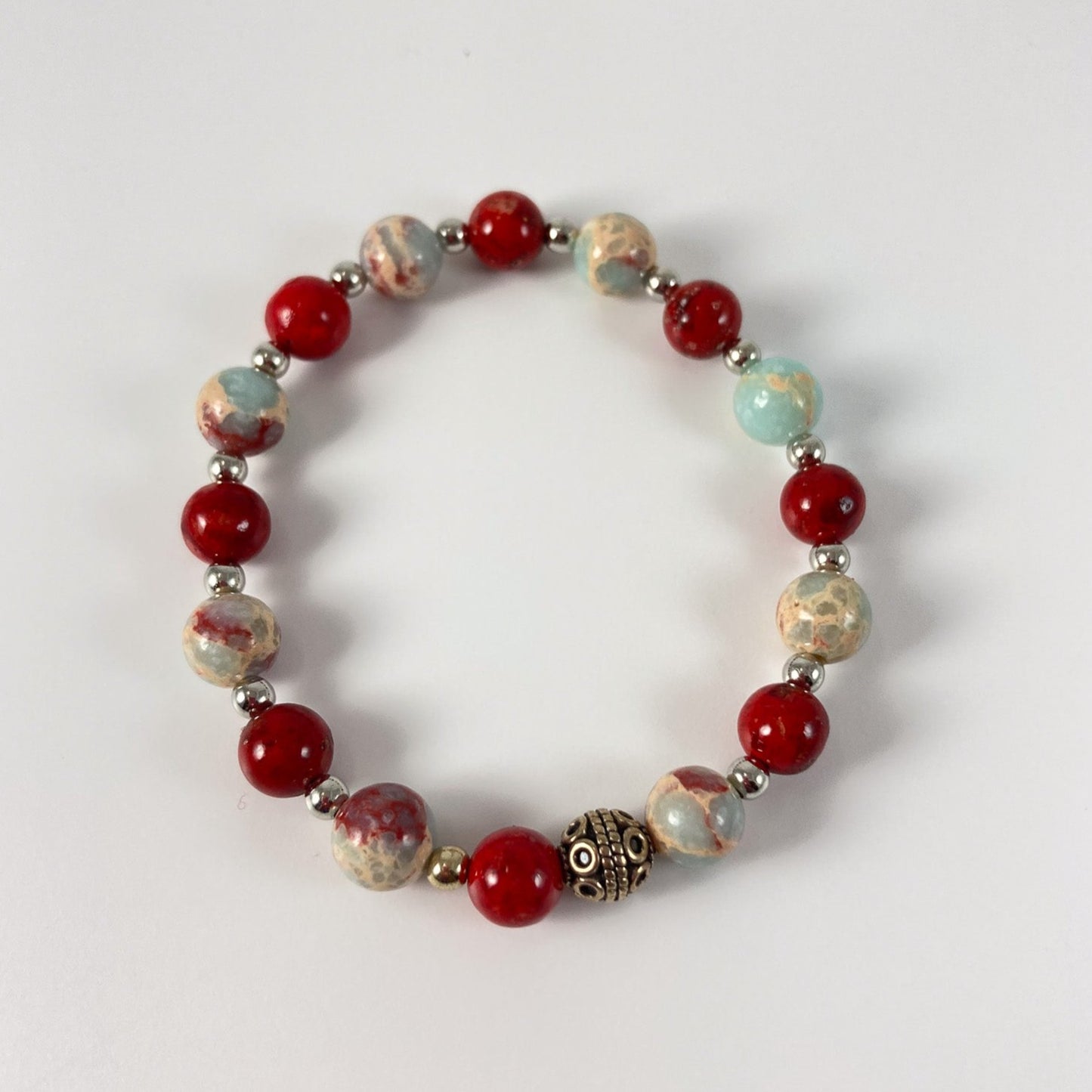 48B - Multicolored Round Gemstone Bracelet
