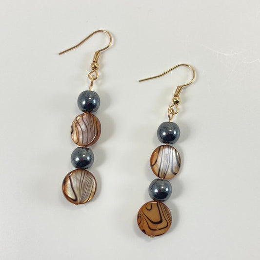 503E -Black Swirls on Topaz Earrings