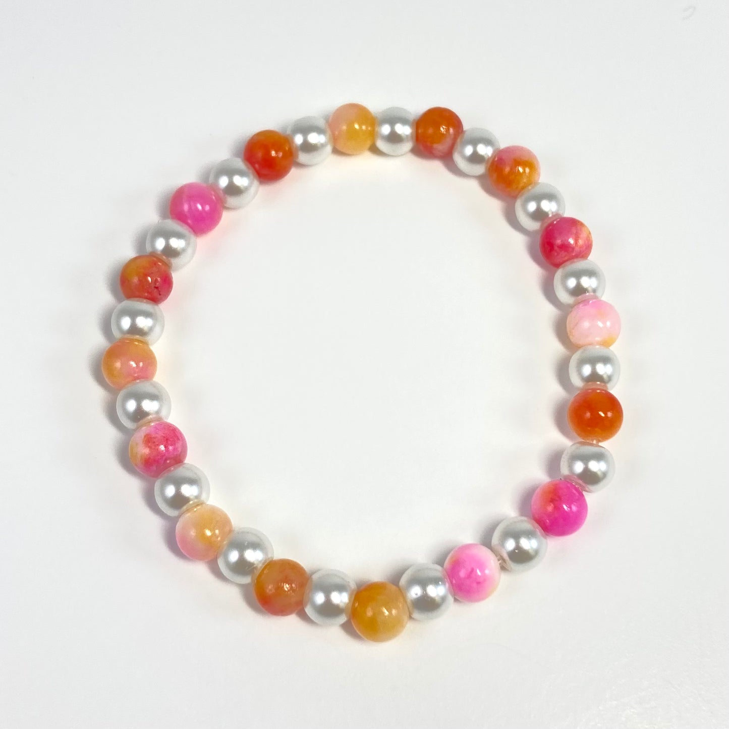 B24-04 - Pink-Yellowl Stretch Bracelet