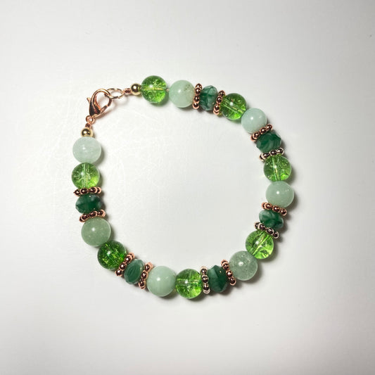B24-47 - Sparkling Green & Rose Gold Bracelet