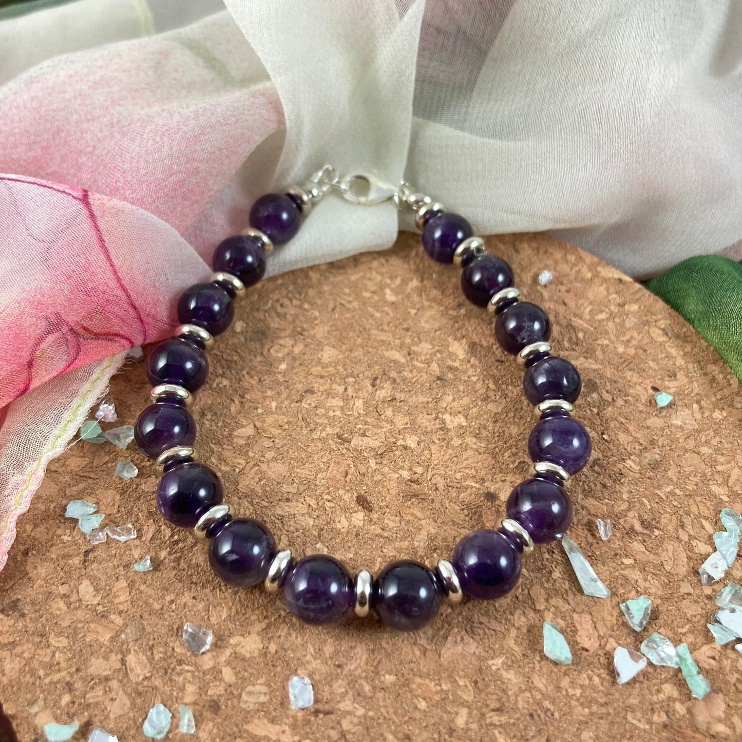 B24-24 - Amethyst & Silver Bracelet